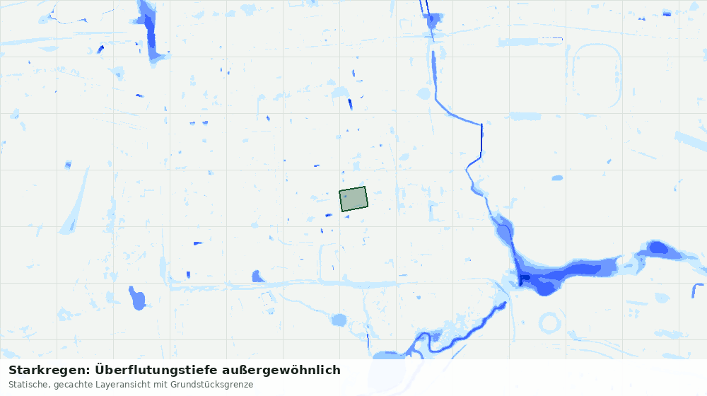 Statische Kartenansicht: Starkregen: Überflutungstiefe außergewöhnlich