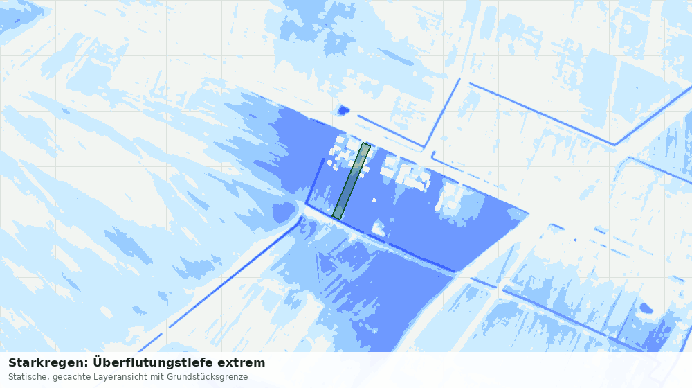 Statische Kartenansicht: Starkregen: Überflutungstiefe extrem