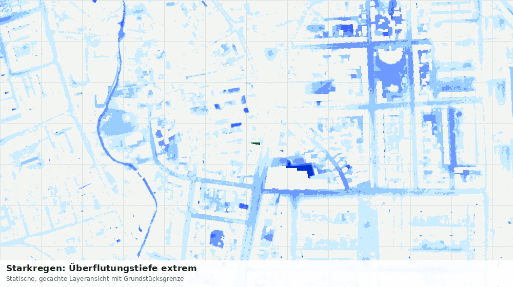 Statische Kartenansicht: Starkregen: Überflutungstiefe extrem