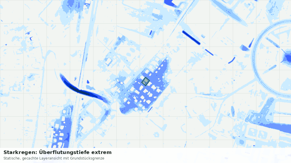 Statische Kartenansicht: Starkregen: Überflutungstiefe extrem
