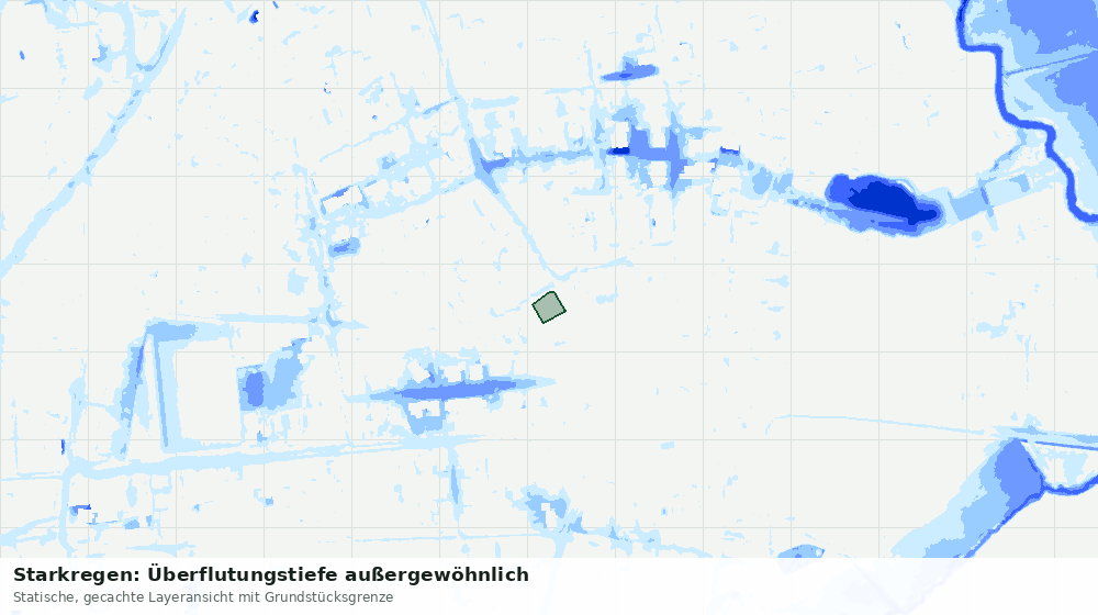 Statische Kartenansicht: Starkregen: Überflutungstiefe außergewöhnlich