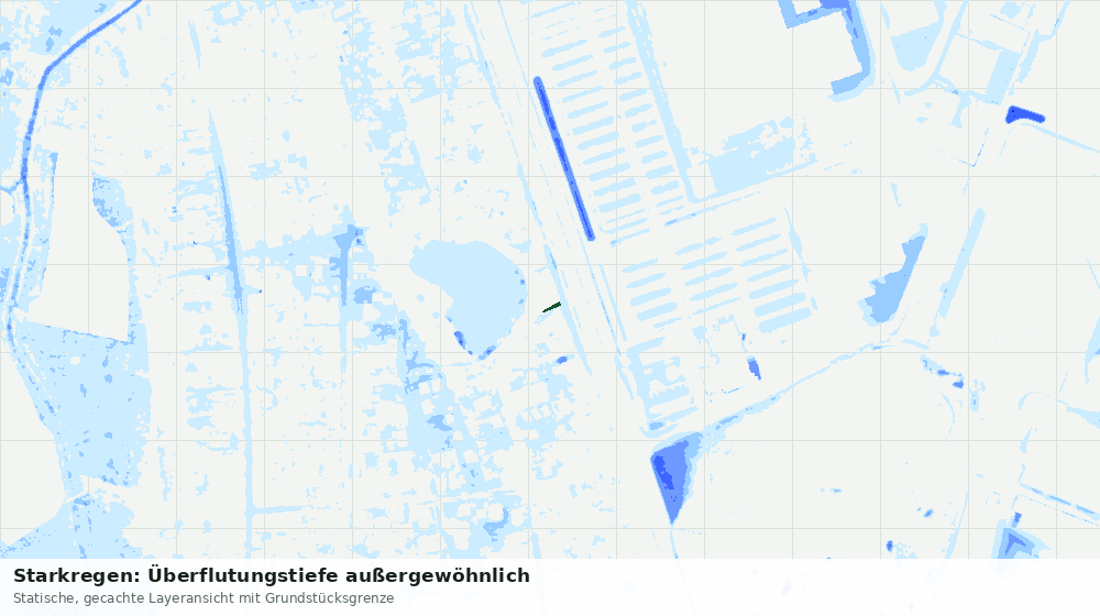 Statische Kartenansicht: Starkregen: Überflutungstiefe außergewöhnlich