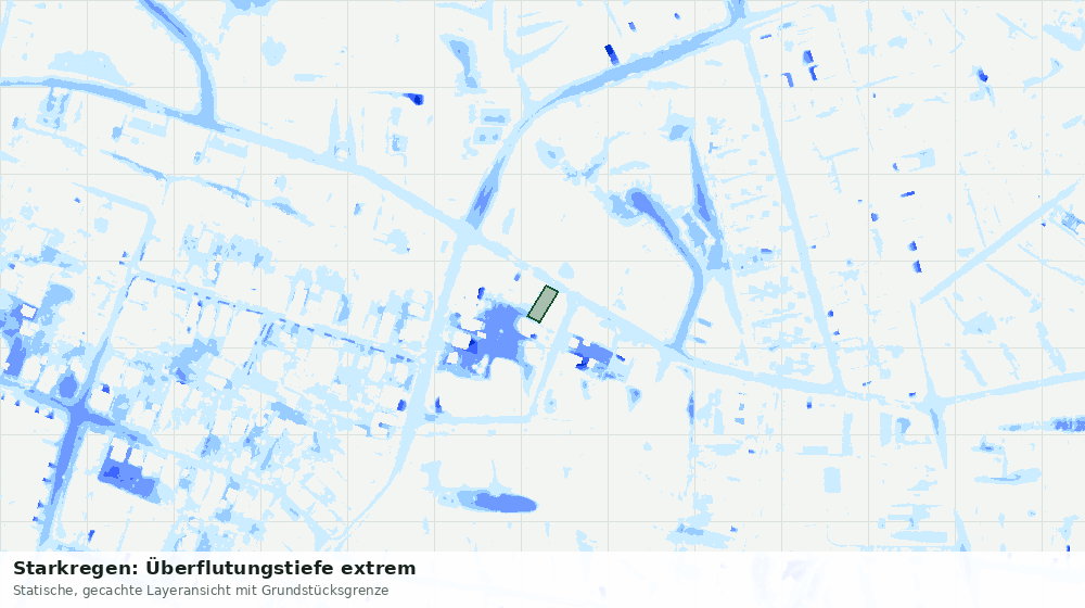 Statische Kartenansicht: Starkregen: Überflutungstiefe extrem