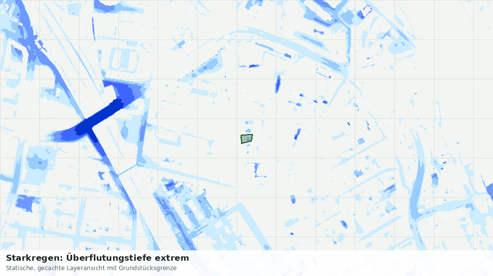 Statische Kartenansicht: Starkregen: Überflutungstiefe extrem