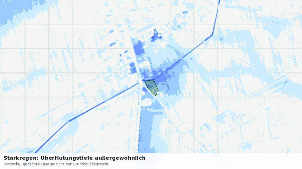 Statische Kartenansicht: Starkregen: Überflutungstiefe außergewöhnlich