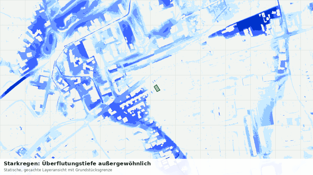 Statische Kartenansicht: Starkregen: Überflutungstiefe außergewöhnlich