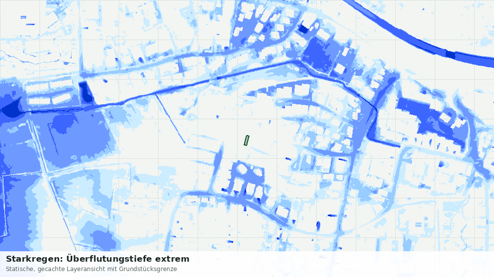 Statische Kartenansicht: Starkregen: Überflutungstiefe extrem