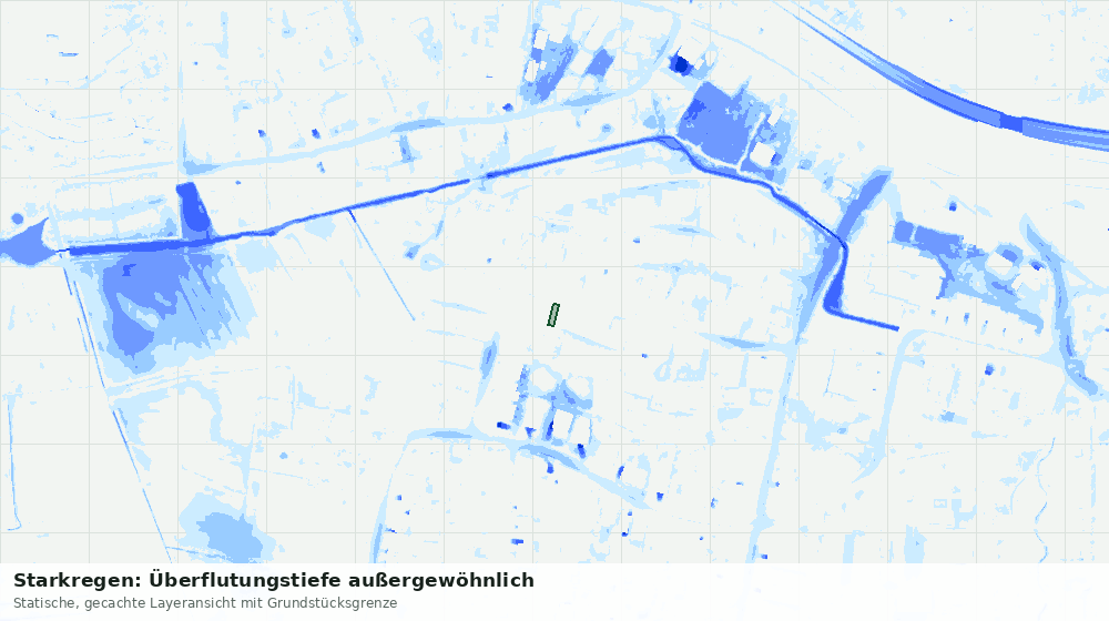 Statische Kartenansicht: Starkregen: Überflutungstiefe außergewöhnlich
