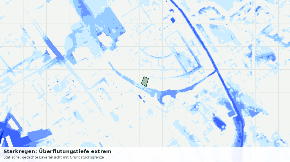 Statische Kartenansicht: Starkregen: Überflutungstiefe extrem