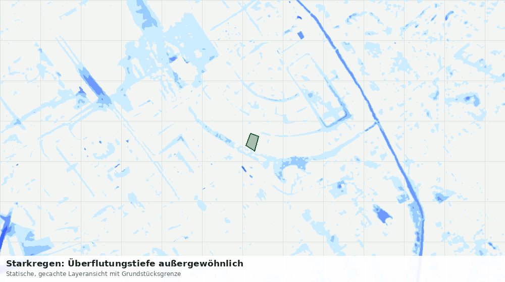 Statische Kartenansicht: Starkregen: Überflutungstiefe außergewöhnlich