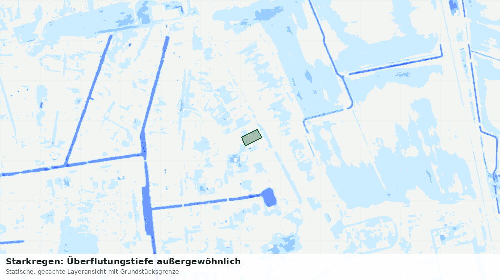 Statische Kartenansicht: Starkregen: Überflutungstiefe außergewöhnlich