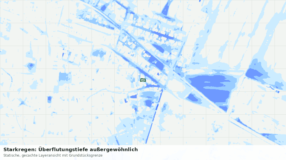 Statische Kartenansicht: Starkregen: Überflutungstiefe außergewöhnlich