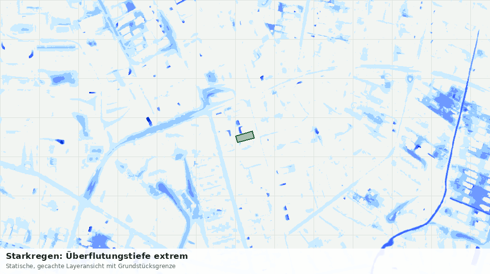 Statische Kartenansicht: Starkregen: Überflutungstiefe extrem