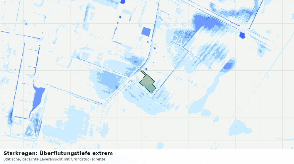 Statische Kartenansicht: Starkregen: Überflutungstiefe extrem