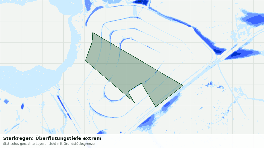 Statische Kartenansicht: Starkregen: Überflutungstiefe extrem