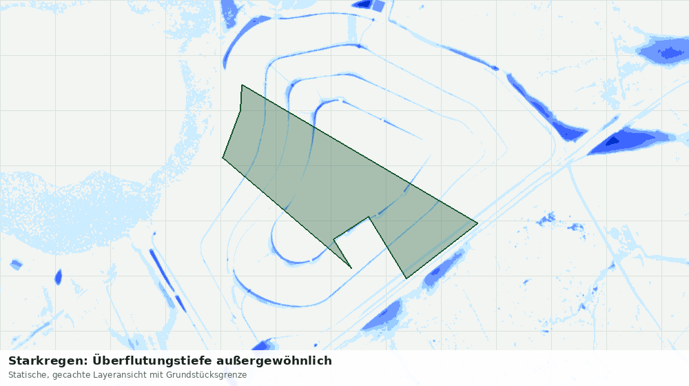 Statische Kartenansicht: Starkregen: Überflutungstiefe außergewöhnlich