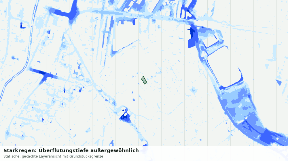 Statische Kartenansicht: Starkregen: Überflutungstiefe außergewöhnlich