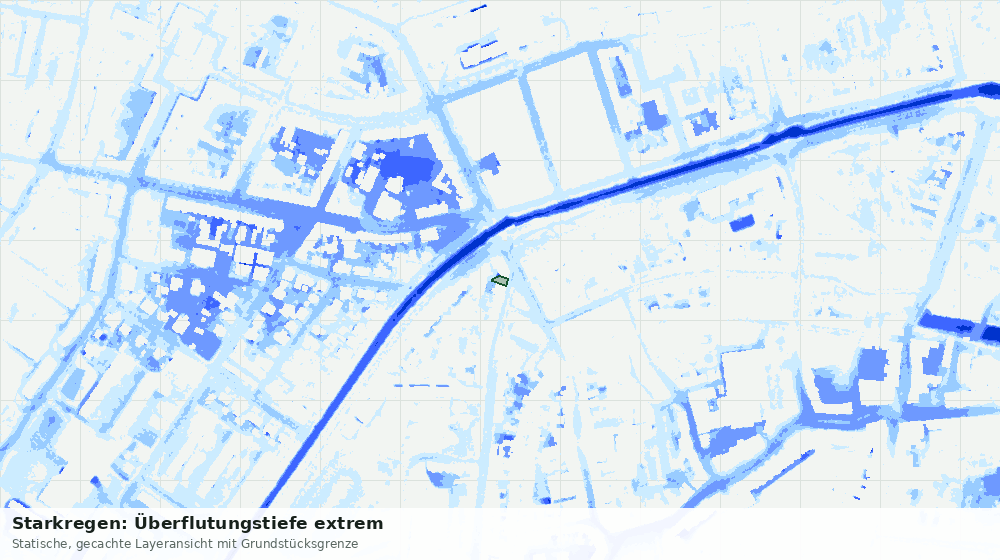 Statische Kartenansicht: Starkregen: Überflutungstiefe extrem