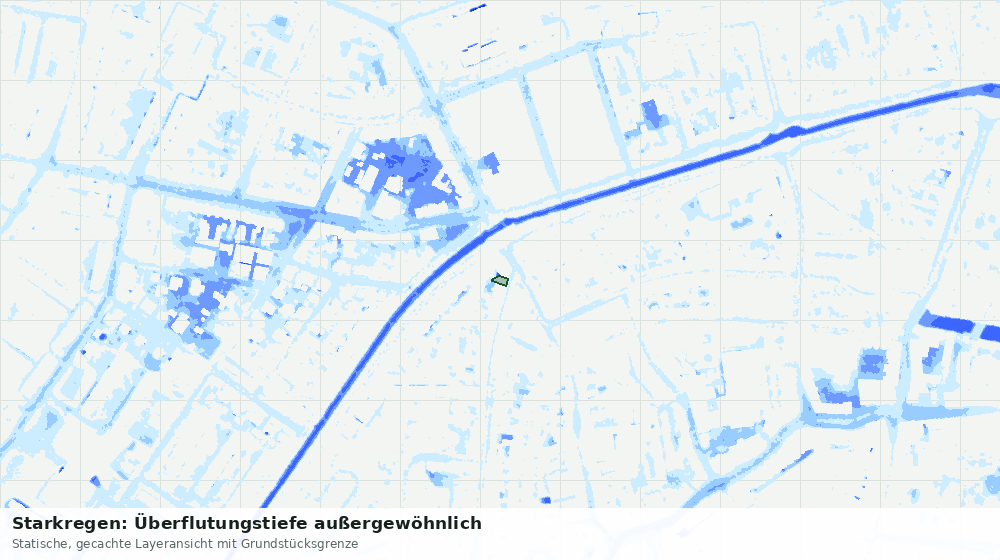 Statische Kartenansicht: Starkregen: Überflutungstiefe außergewöhnlich