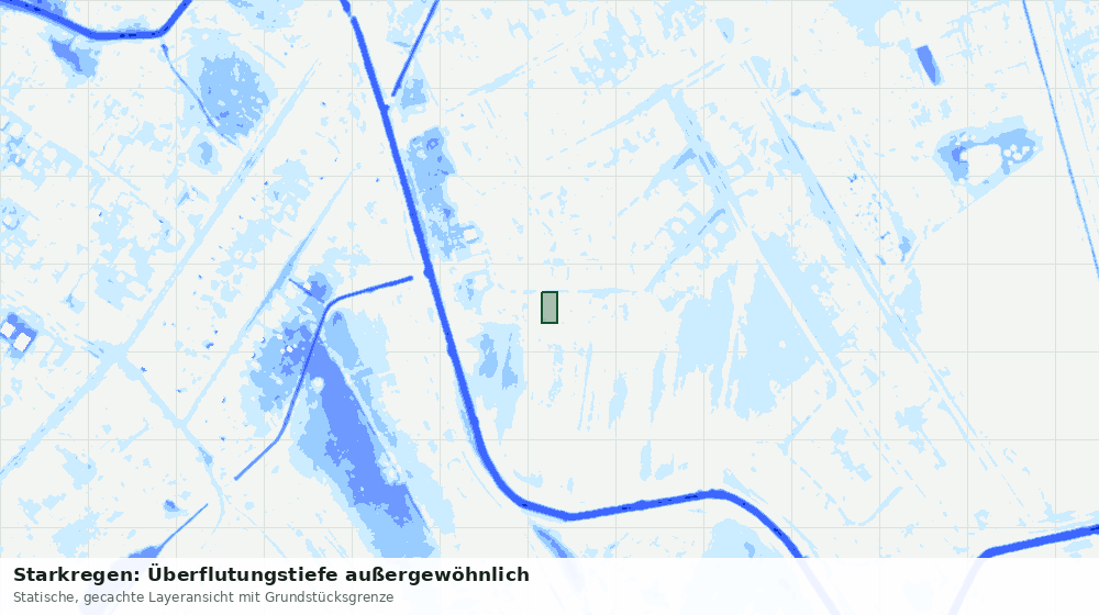 Statische Kartenansicht: Starkregen: Überflutungstiefe außergewöhnlich