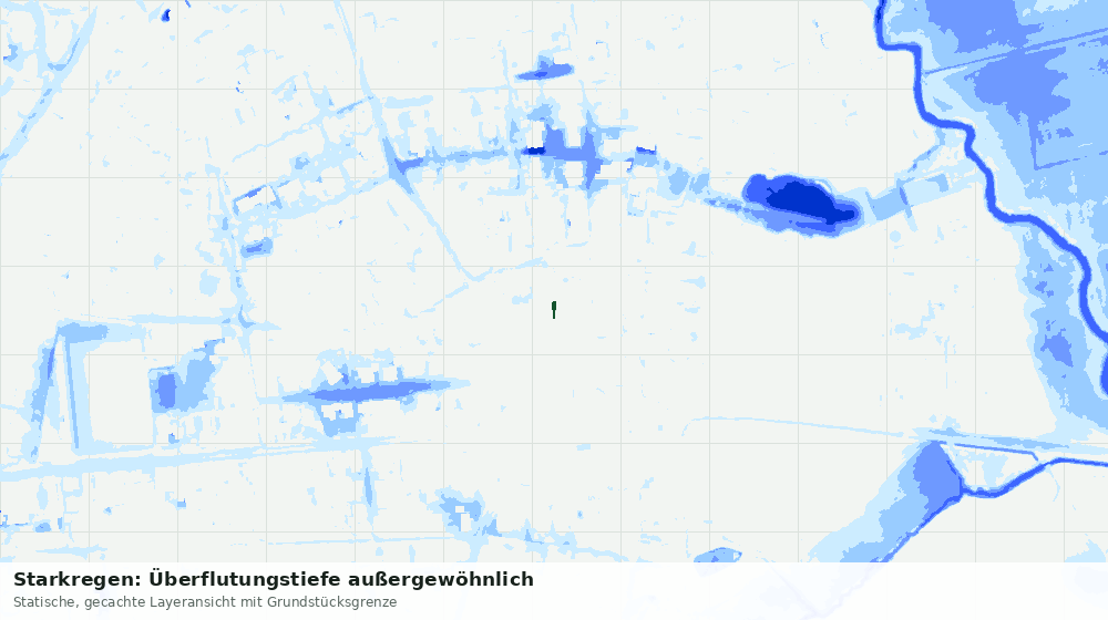 Statische Kartenansicht: Starkregen: Überflutungstiefe außergewöhnlich