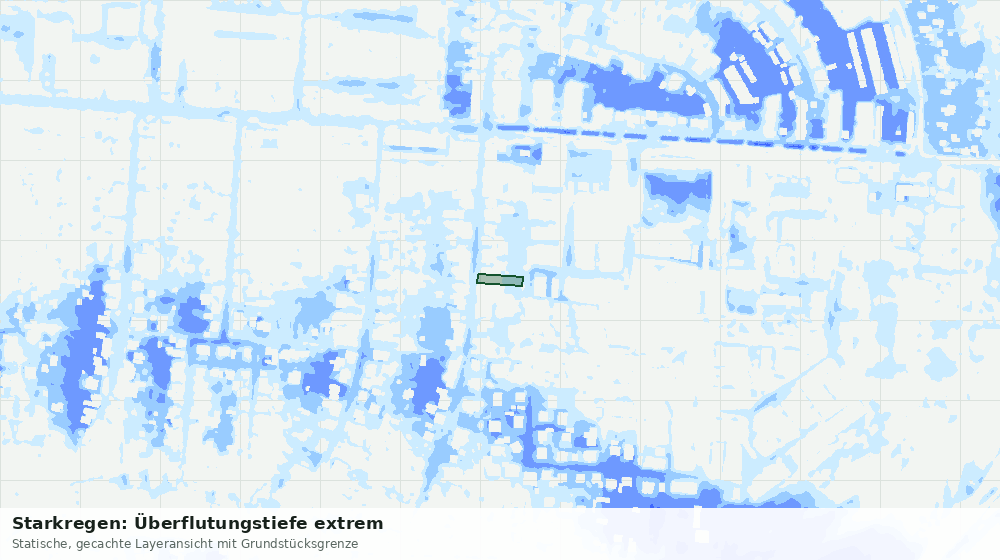 Statische Kartenansicht: Starkregen: Überflutungstiefe extrem