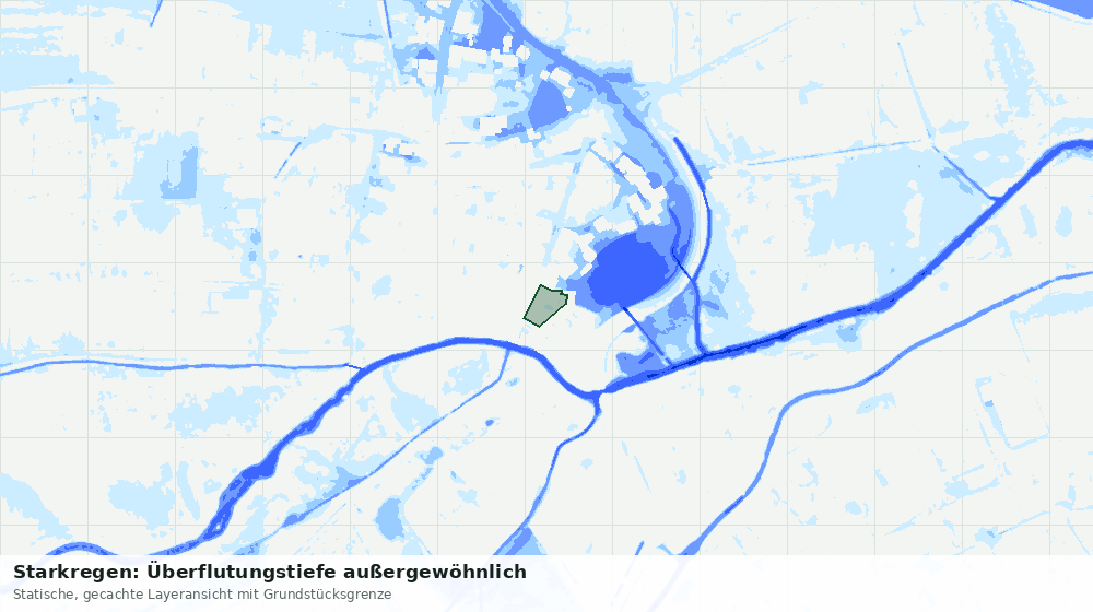 Statische Kartenansicht: Starkregen: Überflutungstiefe außergewöhnlich
