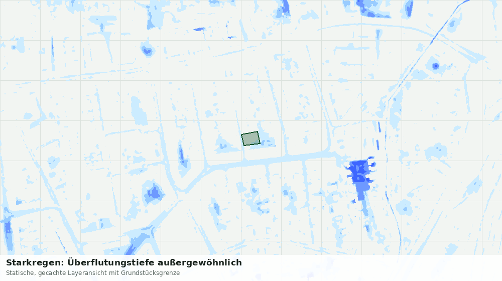 Statische Kartenansicht: Starkregen: Überflutungstiefe außergewöhnlich