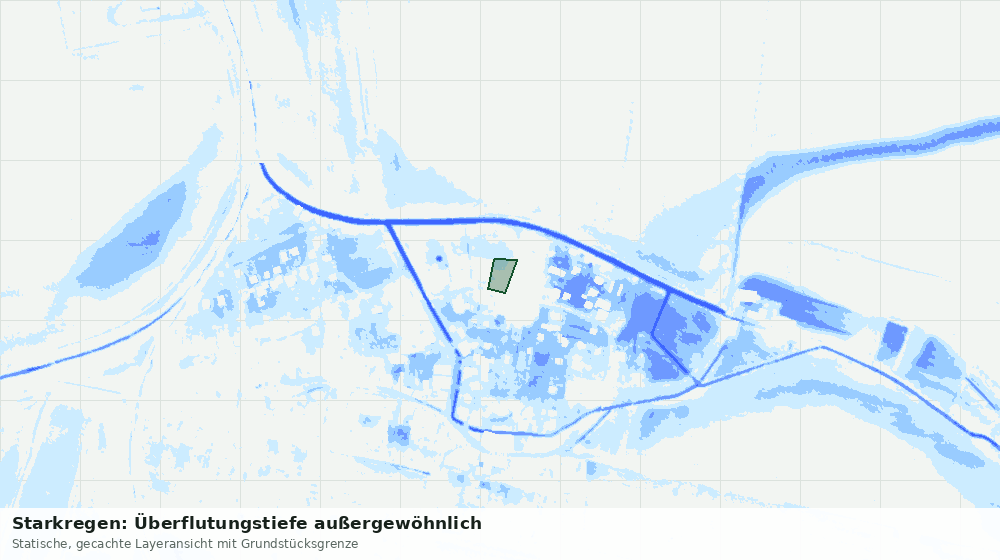 Statische Kartenansicht: Starkregen: Überflutungstiefe außergewöhnlich