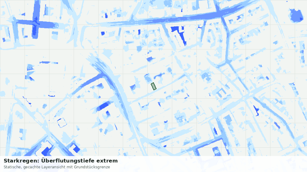 Statische Kartenansicht: Starkregen: Überflutungstiefe extrem