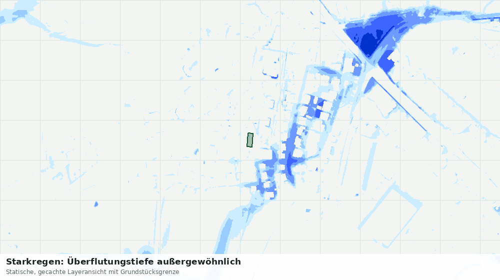 Statische Kartenansicht: Starkregen: Überflutungstiefe außergewöhnlich