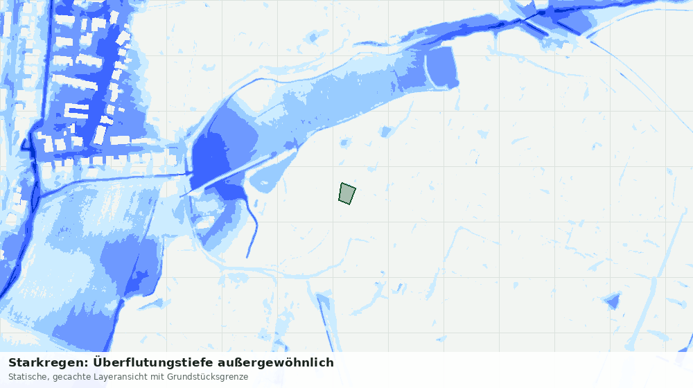 Statische Kartenansicht: Starkregen: Überflutungstiefe außergewöhnlich