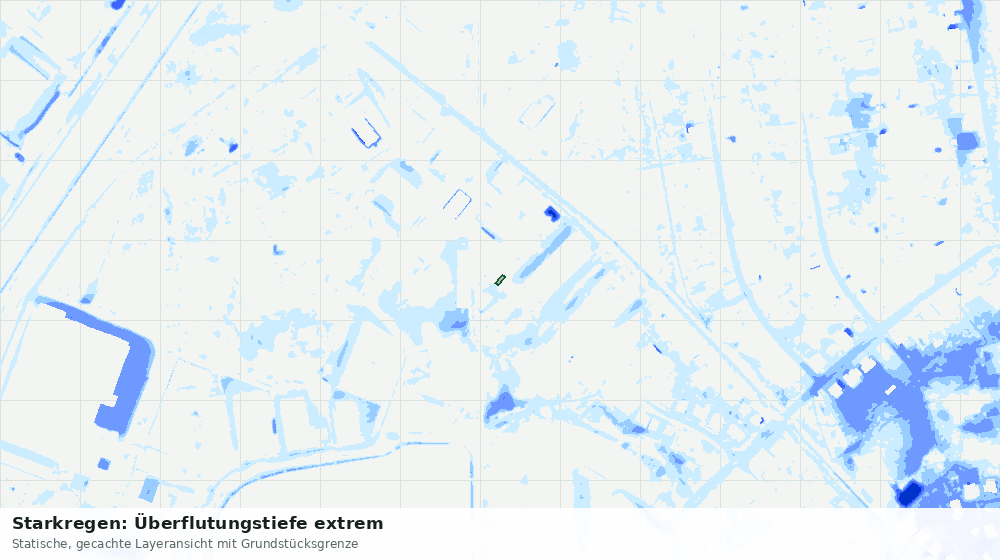 Statische Kartenansicht: Starkregen: Überflutungstiefe extrem