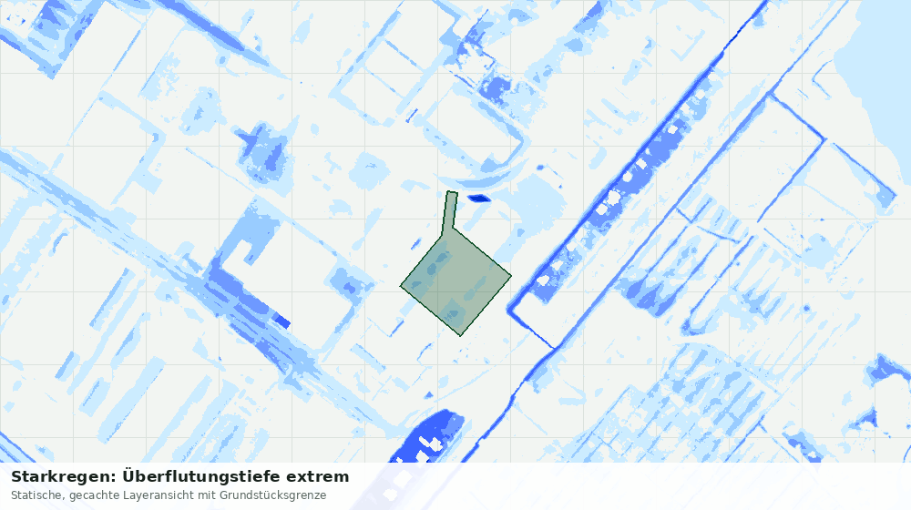 Statische Kartenansicht: Starkregen: Überflutungstiefe extrem