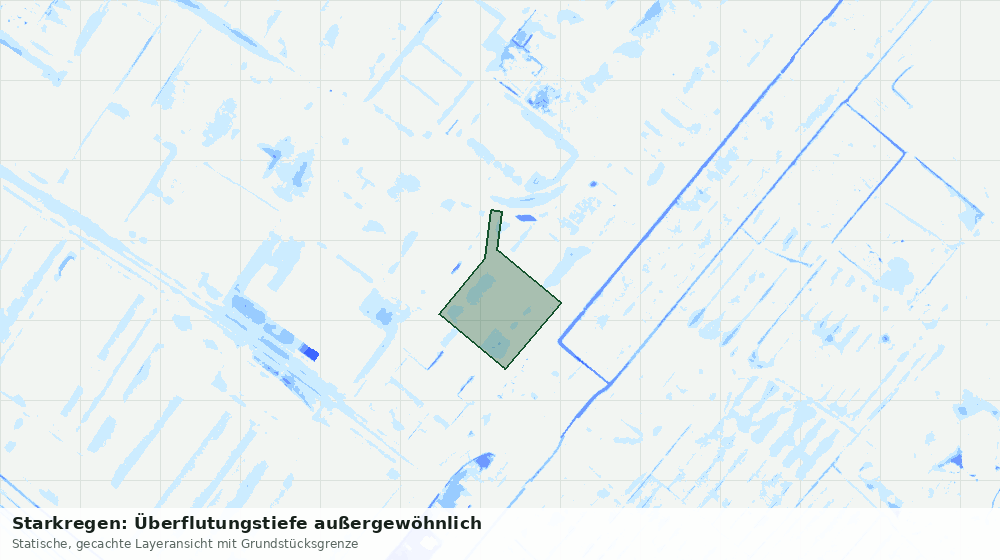 Statische Kartenansicht: Starkregen: Überflutungstiefe außergewöhnlich