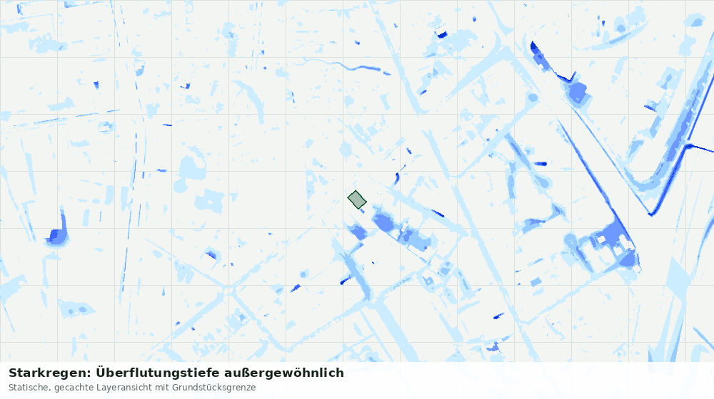 Statische Kartenansicht: Starkregen: Überflutungstiefe außergewöhnlich