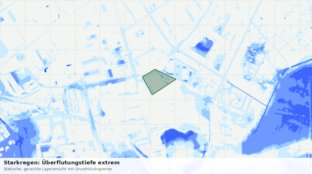 Statische Kartenansicht: Starkregen: Überflutungstiefe extrem