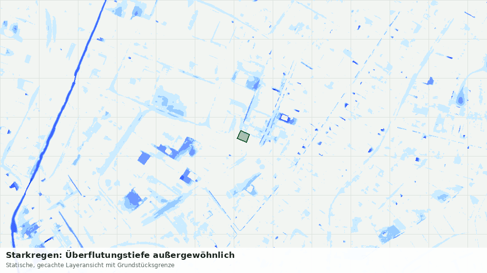 Statische Kartenansicht: Starkregen: Überflutungstiefe außergewöhnlich