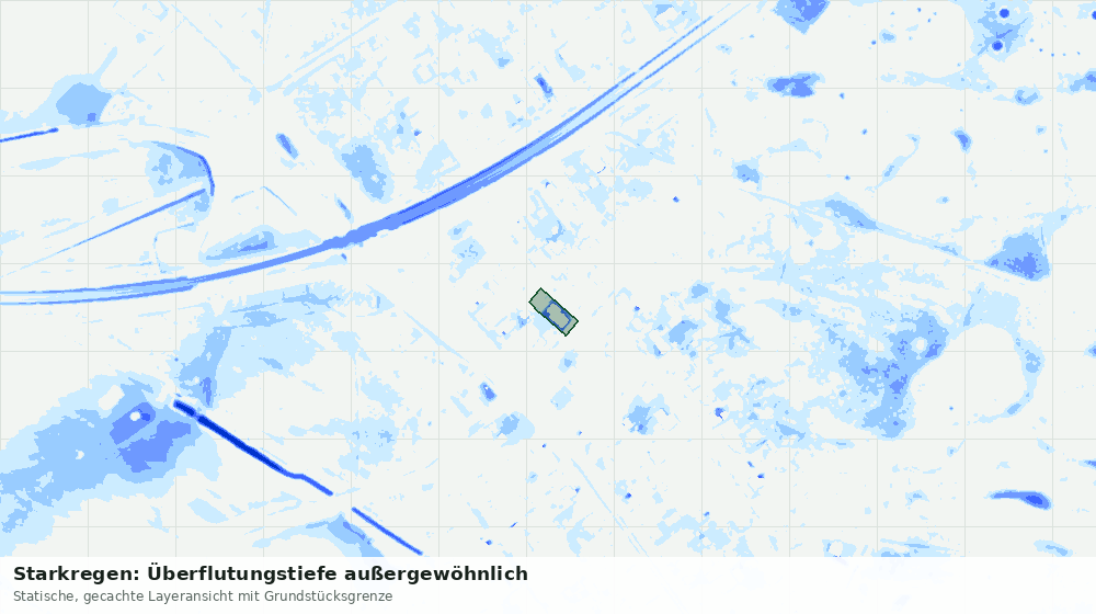 Statische Kartenansicht: Starkregen: Überflutungstiefe außergewöhnlich