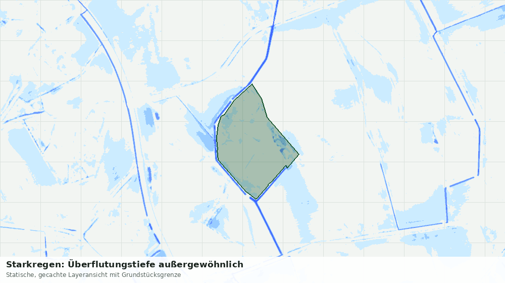 Statische Kartenansicht: Starkregen: Überflutungstiefe außergewöhnlich