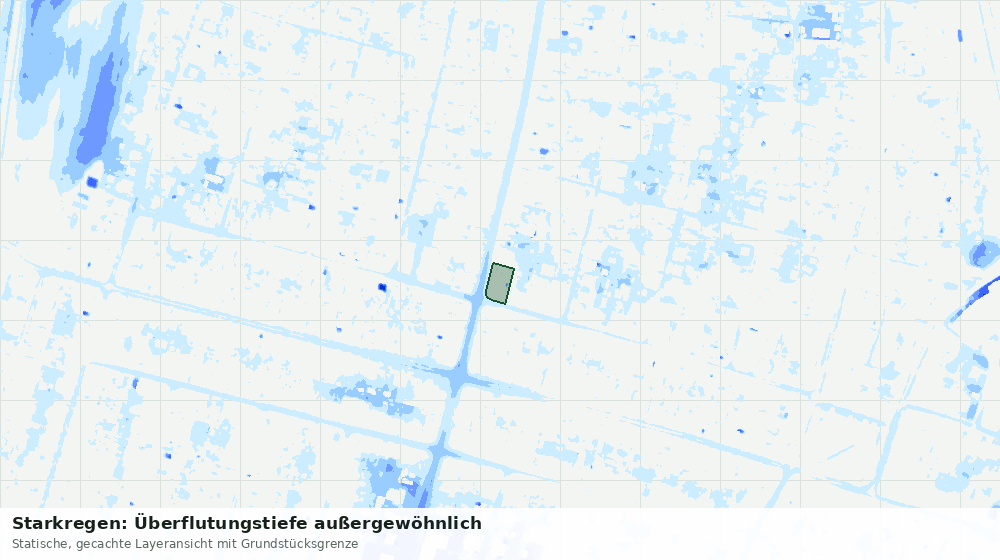 Statische Kartenansicht: Starkregen: Überflutungstiefe außergewöhnlich