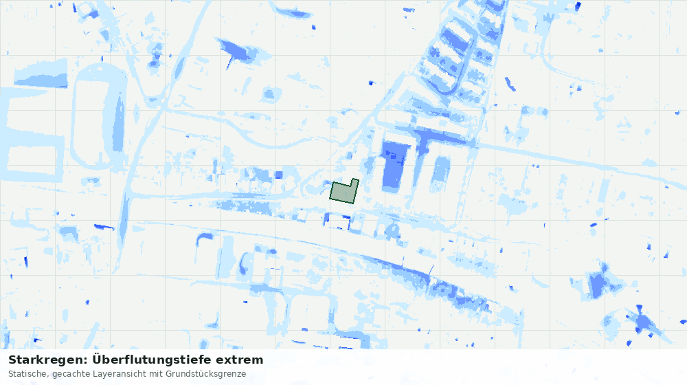 Statische Kartenansicht: Starkregen: Überflutungstiefe extrem
