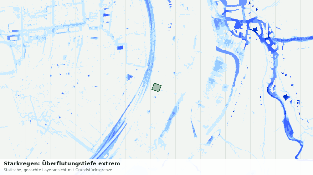 Statische Kartenansicht: Starkregen: Überflutungstiefe extrem