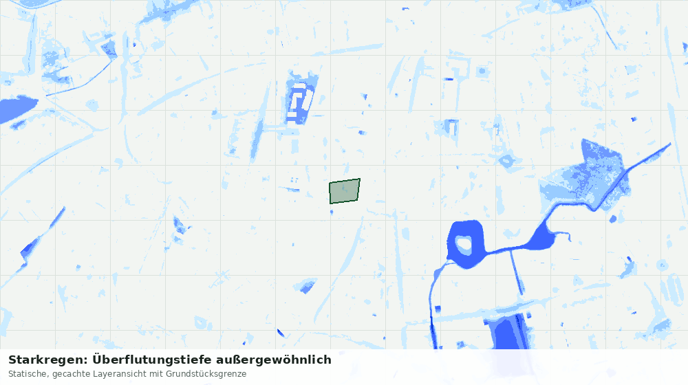 Statische Kartenansicht: Starkregen: Überflutungstiefe außergewöhnlich