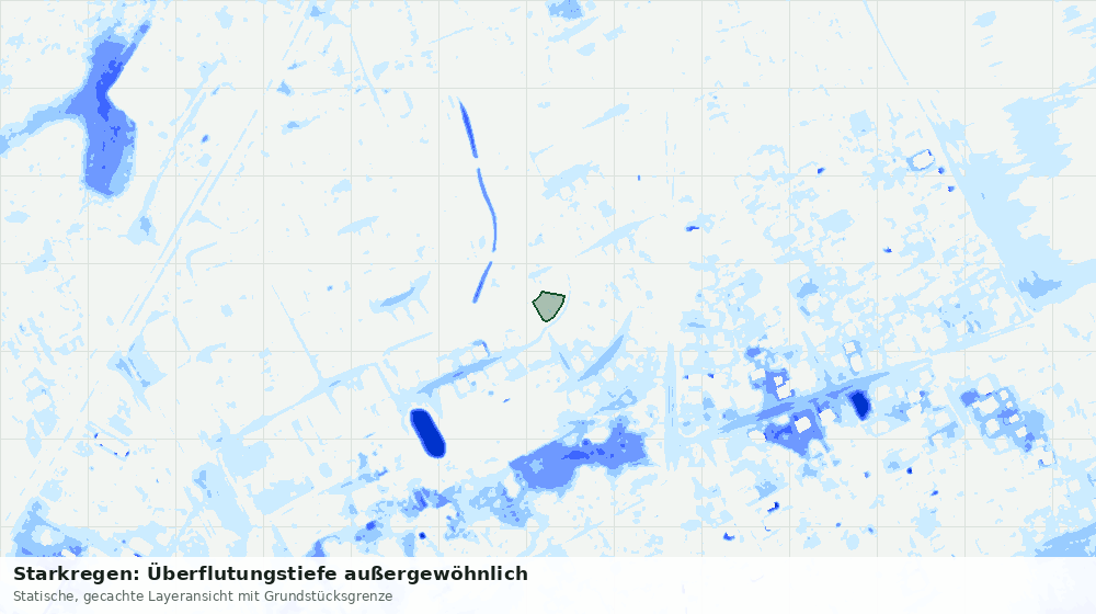 Statische Kartenansicht: Starkregen: Überflutungstiefe außergewöhnlich