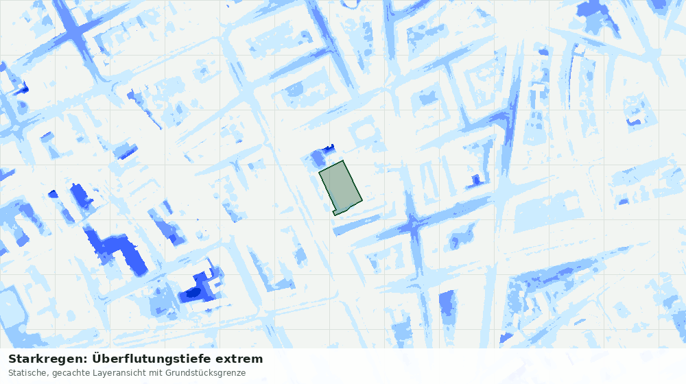 Statische Kartenansicht: Starkregen: Überflutungstiefe extrem
