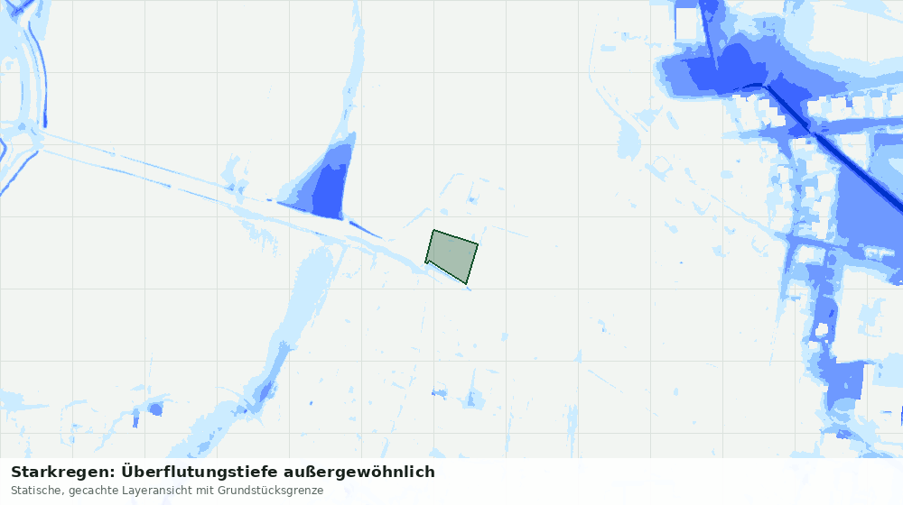 Statische Kartenansicht: Starkregen: Überflutungstiefe außergewöhnlich