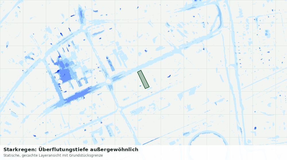 Statische Kartenansicht: Starkregen: Überflutungstiefe außergewöhnlich