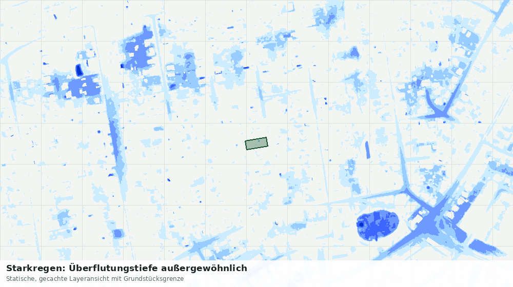 Statische Kartenansicht: Starkregen: Überflutungstiefe außergewöhnlich