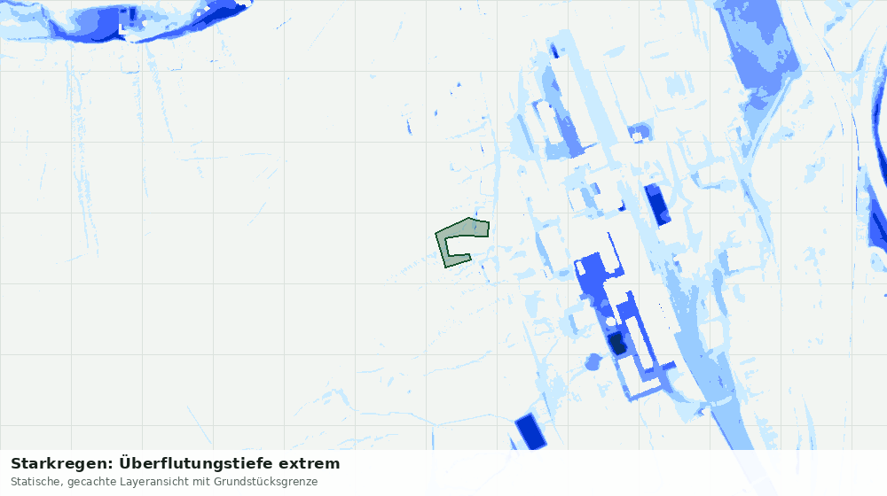 Statische Kartenansicht: Starkregen: Überflutungstiefe extrem